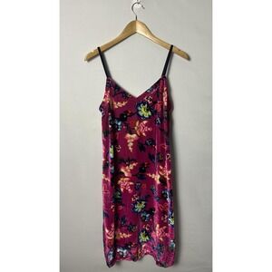 Anthropologie Dress Womens Small Pink Floral Velvet Slip Mini Adjustable Straps
